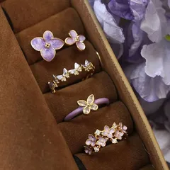 4 PCS/Package New Style Flowers Rings For Women In Alloy With Electroplated Finish 2