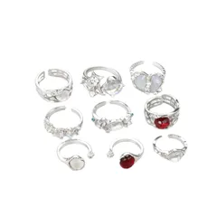 New Style Irregular Gold Alloy Ring For Women With Moonstone Inlay, Waterproof Non Tarnish 5