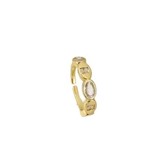 New Style Oval Open Ring For Women In Copper With Zircon Inlay, PVD Coated Finish 5