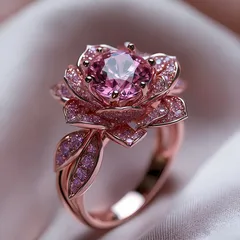 New Style Rose Gold Alloy Ring For Women With Zircon Inlay Featuring Elegant Flower Design