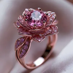 New Style Rose Gold Alloy Ring For Women With Zircon Inlay Featuring Elegant Flower Design 3