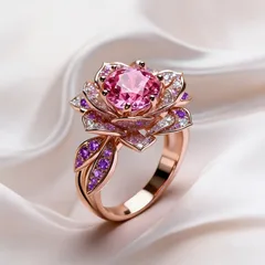 New Style Rose Gold Alloy Ring For Women With Zircon Inlay Featuring Elegant Flower Design 4