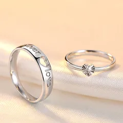 Korean Style Simple LOVE Couple Ring Pair Of Fashionable Loving LOVE Letter Opening Adjustable Pair Ring Jewelry
