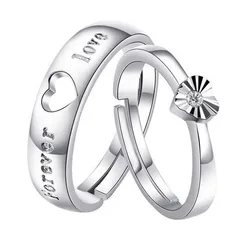 Korean Style Simple LOVE Couple Ring Pair Of Fashionable Loving LOVE Letter Opening Adjustable Pair Ring Jewelry 3