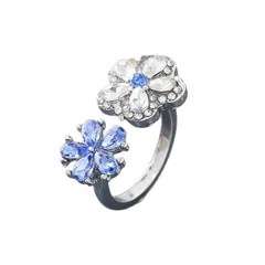 New Style Women’s Alloy Rings For Flowers Featuring Asymmetrical Design In White And Blue 5