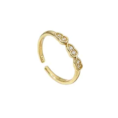 New Style Women’s Copper Open Ring With Gourd Pattern Featuring Rhinestones And PVD Coated Finish 5