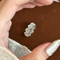Lace Brushed Open Rings For Women In Silver, Electroplated Copper Material 3
