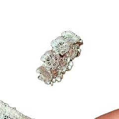 Lace Brushed Open Rings For Women In Silver, Electroplated Copper Material 4
