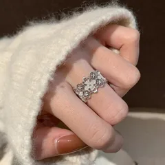 Lace Brushed Open Rings For Women In Electroplated Copper With Zircon Inlay 2