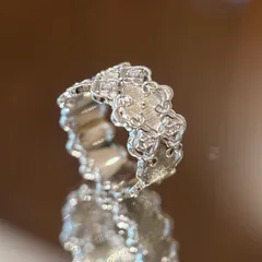 Lace Brushed Open Rings For Women In Electroplated Copper With Zircon Inlay 4