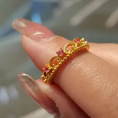 Lace Copper Ring For Women With Electroplated Gold Plating, Perfect For Spring 2