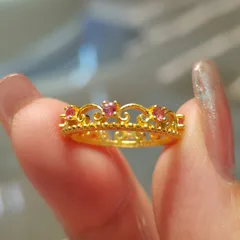Lace Copper Ring For Women With Electroplated Gold Plating, Perfect For Spring 4