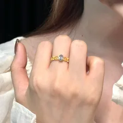 Lace Open Rings For Women In Blue Copper With Zircon Inlay, Featuring Electroplated Finish 4