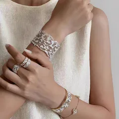 Lace Open Rings For Unisex Featuring Electroplated Gold Copper Design 2