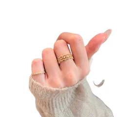 Lace Pattern Women's Rings In Gold Electroplated Copper Featuring Zircon Inlay 5