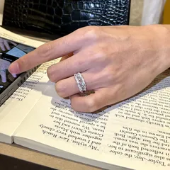 Lace Pattern Women’s Ring In Silver With Electroplated Copper And Rhinestone Inlay 4