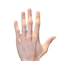 Lace Pattern Women’s Ring In Silver With Electroplated Copper And Rhinestone Inlay 5