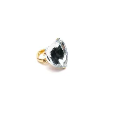Heart Shape Open Ring For Women, Electroplated Alloy With Rhinestones, Lady Style, 1 Piece 3