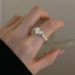 Heart Shape Ring For Women Featuring Electroplated Design With Imitation Pearl, 1 Piece In Ins风 Style 3