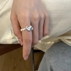 Heart Shape Ring For Women Featuring Electroplated Design With Imitation Pearl, 1 Piece In Ins风 Style 5