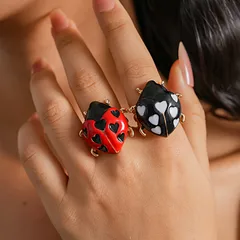 Ladybugs Ring For Women In Golden Plated Alloy With 0.03µm Thick Enamel Coating 2