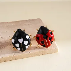 Ladybugs Ring For Women In Golden Plated Alloy With 0.03µm Thick Enamel Coating 3