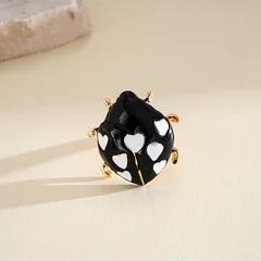 Ladybugs Ring For Women In Golden Plated Alloy With 0.03µm Thick Enamel Coating 5