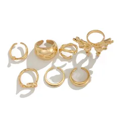 Lava Butterfly Ring Set  Style Open Ring Metal Smooth Surface Geometric Glass Stone Induction 5