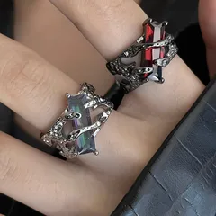 Lava Liquid Thorn Open Ring Ruby High-grade Open Index Finger Sweet Cool Wind Hollow Ring
