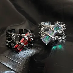 Lava Liquid Thorn Open Ring Ruby  High-grade Open Index Finger Sweet Cool Wind Hollow Ring 2