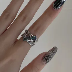 Lava Liquid Thorn Open Ring Ruby  High-grade Open Index Finger Sweet Cool Wind Hollow Ring 4