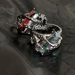 Lava Liquid Thorn Open Ring Ruby  High-grade Open Index Finger Sweet Cool Wind Hollow Ring 5
