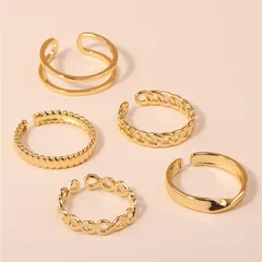 Leaves Open Rings For Unisex Featuring New Style Metal Design With Golden Electroplated Finish