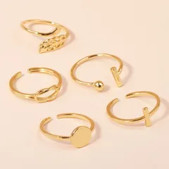 Leaves Open Rings For Unisex Featuring New Style Metal Design With Golden Electroplated Finish 3