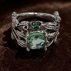 Leaves Pattern Unisex Alloy Ring For Everyday Wear, Golden Plated With 0.03µm-0.05µm Thickness And Zircon Inlay