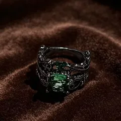 Leaves Pattern Unisex Alloy Ring For Everyday Wear, Golden Plated With 0.03µm-0.05µm Thickness And Zircon Inlay 5