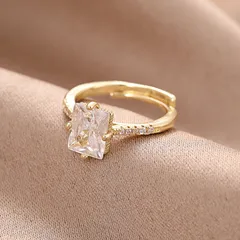 Light Luxury Copper Zircon Ring Women's Elegant High-end Sense Opening Adjustable Super Flash Ring Simple Internet Celebrity Ins Style 2