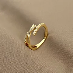 Light Luxury Copper Zircon Ring Women's Elegant High-end Sense Opening Adjustable Super Flash Ring Simple Internet Celebrity Ins Style 3