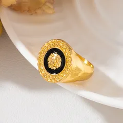 Lion Ring For Women In Zinc Alloy With Golden Plated Electroplated Finish Featuring Enamel Craftsmanship 3