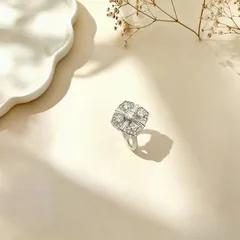 Lucky Heart Open Ring For Women In Retro Style, Gold Copper With PVD Coated Finish And Rhinestones Inlay 3