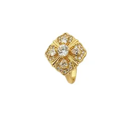 Lucky Heart Open Ring For Women In Retro Style, Gold Copper With PVD Coated Finish And Rhinestones Inlay 5