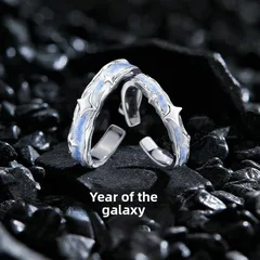 Luminous Copper Star Rings For Couples Featuring Friendship Design