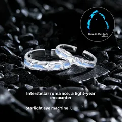 Luminous Copper Star Rings For Couples Featuring Friendship Design 3