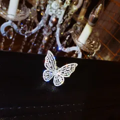 Luxurious Butterfly Open Ring For Women In Alloy Featuring Zircon Inlay Design 3