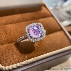 Luxurious Fashion Flash Parai Ba Firework Cut Princess Square Ring For Women Embedded High Carbon Diamond Sea Blue Diamond Ring 2