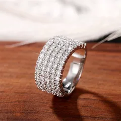 Geometric Copper Ring For Women Featuring Zircon Inlay, Perfect For Banquet Occasions 5