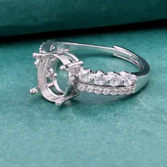 Luxurious Irregular Open Ring For Unisex Featuring Copper Material With Zircon Inlay 2