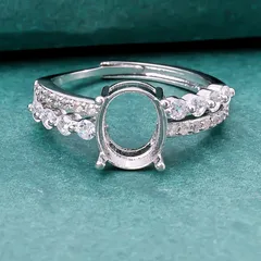 Luxurious Irregular Open Ring For Unisex Featuring Copper Material With Zircon Inlay 3