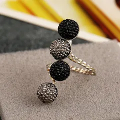 For Women Light Grey Alloy Open Ring Featuring Asymmetrical Design With Resin Rhinestones, 1 Piece 3