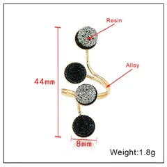 For Women Light Grey Alloy Open Ring Featuring Asymmetrical Design With Resin Rhinestones, 1 Piece 4